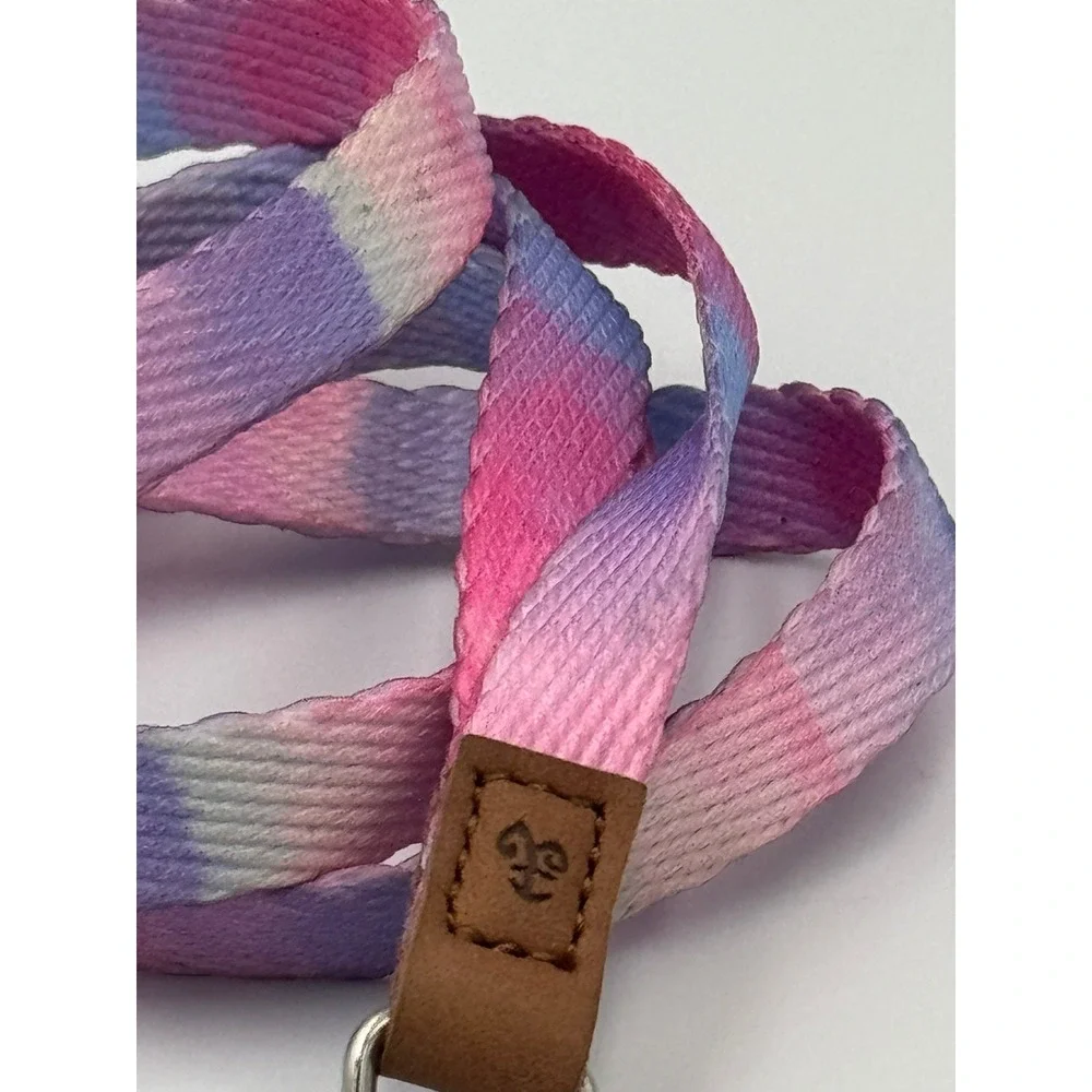 Tie Dye Retractable Badge Reel Lanyard Pink Purple Blue Fleur-de-lis Accent‎